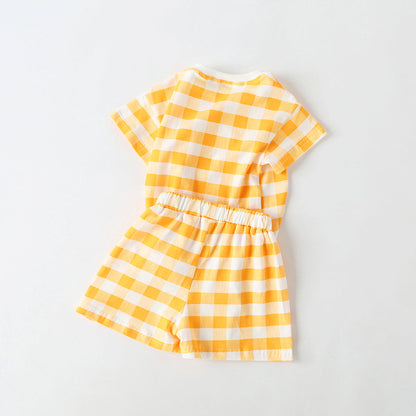 Baby 1pcs Plaid & Heart Pattern Tee Combo Shorts Simply Style Sets by MyKids-USA™