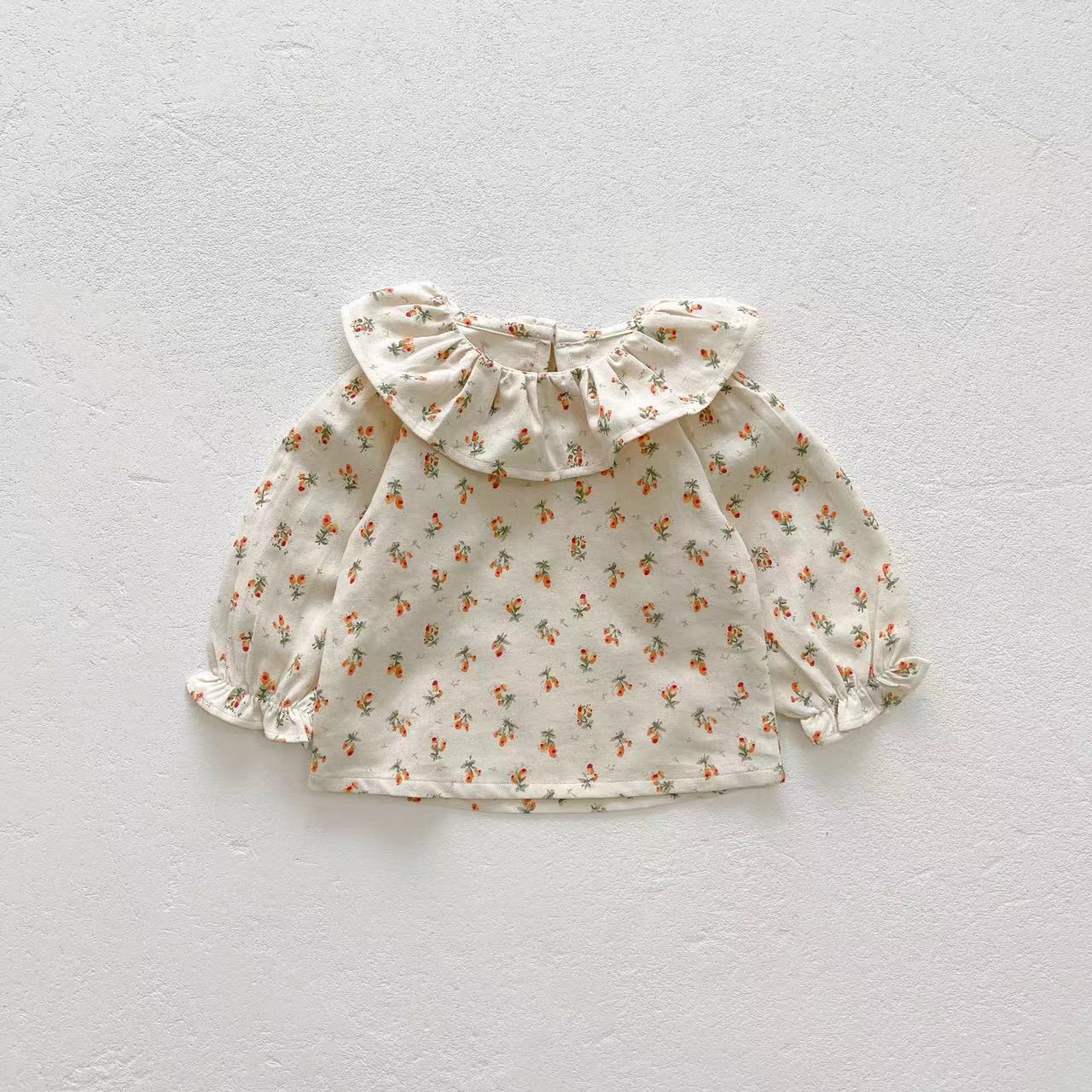 Baby Girl Floral Pattern Ruffle Neck Shirt Combo Corduroy Fabric Strap Dress Sets by MyKids-USA™