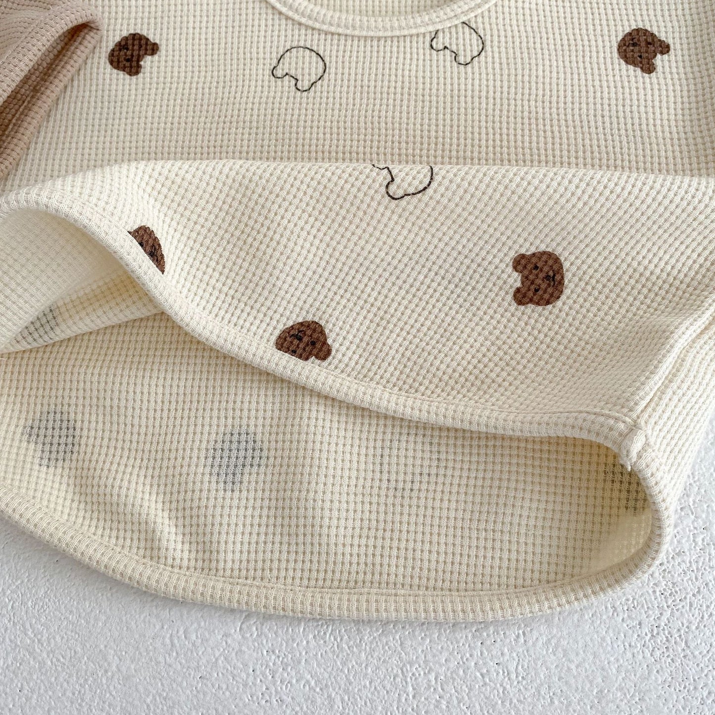 Baby Cartoon Print Pattern Waffle Knitted Fabric Clothing Sets by MyKids-USA™