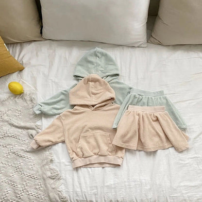 Baby Girl Solid Color Soft Cotton Hoodie With Skirt Sets by MyKids-USA™