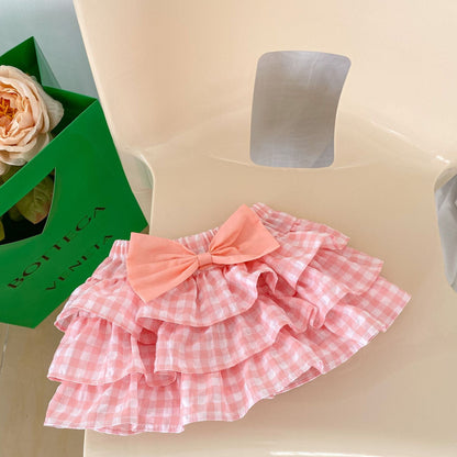 Baby Girl Cherry Laple Neck Shirt With Plaid Skirt Sets by MyKids-USA™