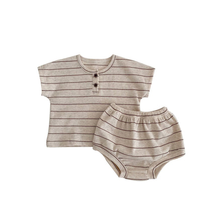 Baby Striped Pattern T-Shirt Shorts Casual Comfy Sets by MyKids-USA™