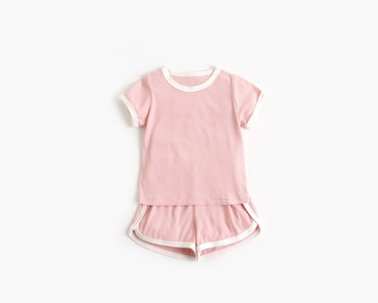 Baby Solid Color Neck Color Matching Design Sports Sets In Summer by MyKids-USA™