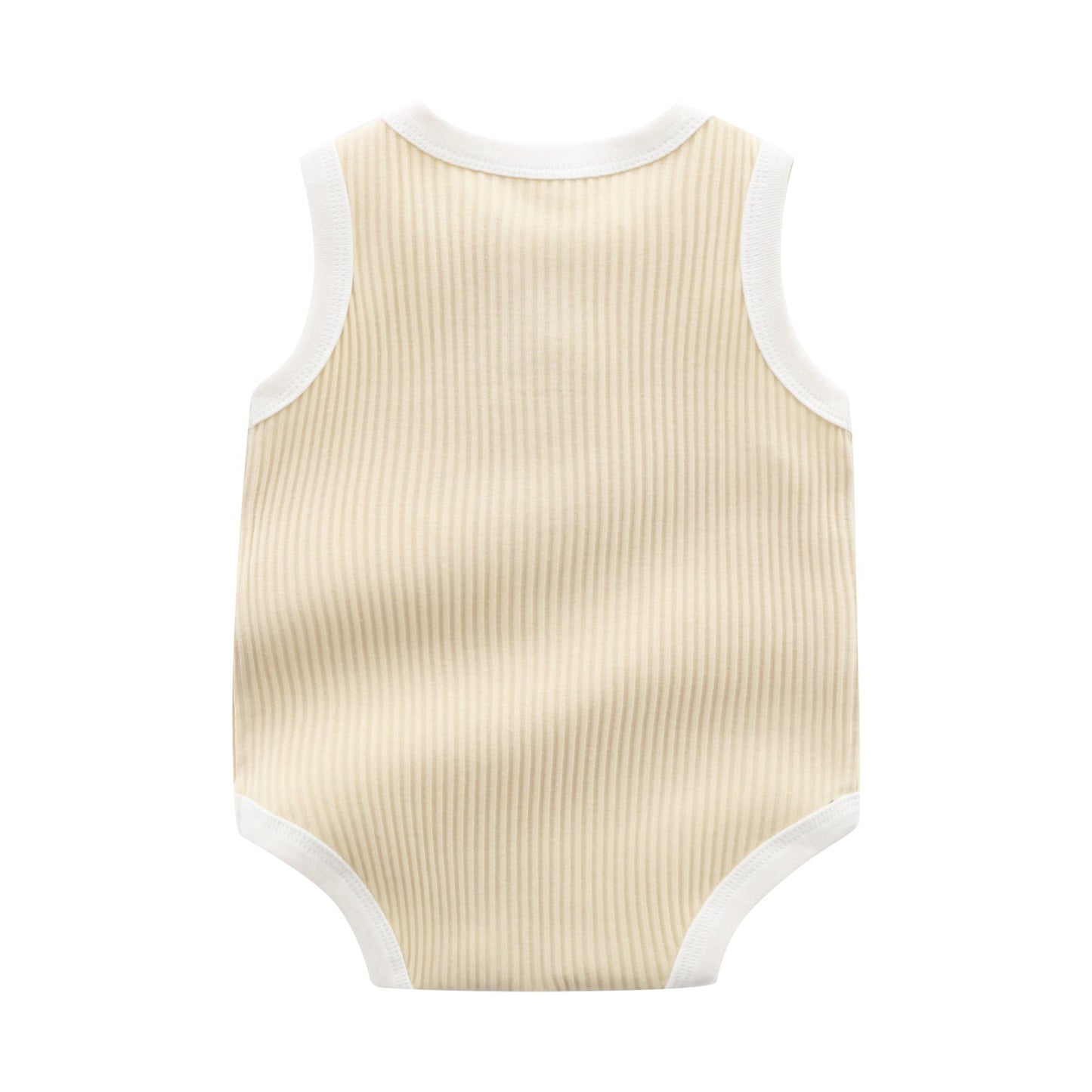 Baby Boy Solid Color Neck Buttoned Design Sleeveless Round Collar Onesies by MyKids-USA™