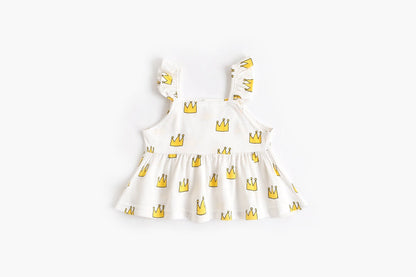Baby Girl Printed Pattern Ruffle Design Sleeveless Tops Combo Shorts Sets by MyKids-USA™