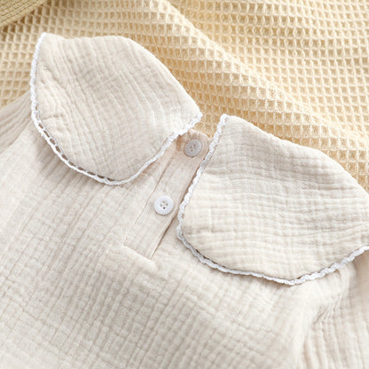 Baby Embroidered Pattern Lapel Cotton Shirt Combo Corduroy Strap Onesies Sets by MyKids-USA™