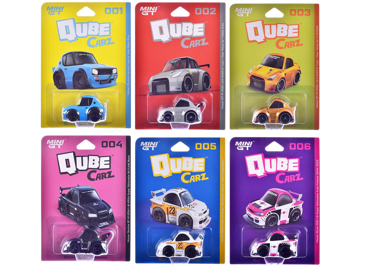 "QubeCarz" Series #1 Set of 6 pieces 1/64 Diecast Model Cars by Mini GT  free shipping USA