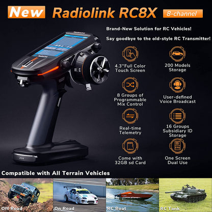 Radiolink RC8X 8 Channels 2.4Ghz RC Transmitter / Radio W R8FG Gyro Receiver ( SEE NOTE )