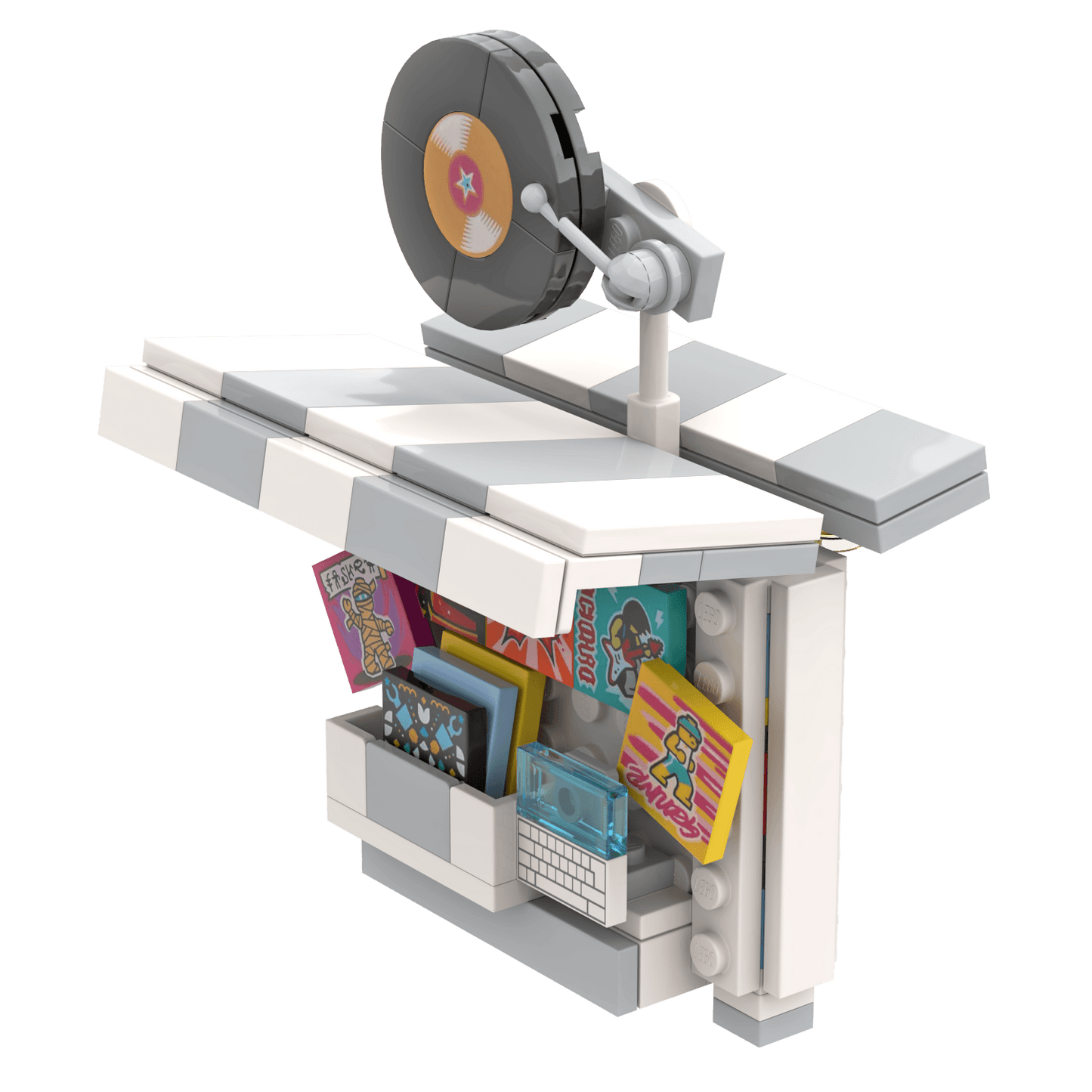 Record Kiosk  - Market Stall - Custom Build Kit - Made Using LEGO® Parts