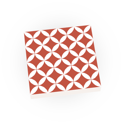 Red & White Spanish Tile for Floor & Wall - Custom Printed - Made using a LEGO® Part