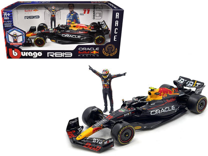 Red Bull Racing RB19 #11 Sergio Perez "Oracle" Formula One F1 Championship "Constructor Champions" (2023) with Driver Figure 1/24 Diecast Model Car by Bburago  free shipping USA