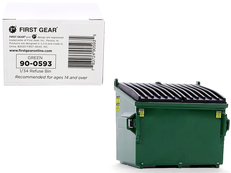 Refuse Trash Bin Green 1/34 Diecast Model by First Gear  free shipping USA