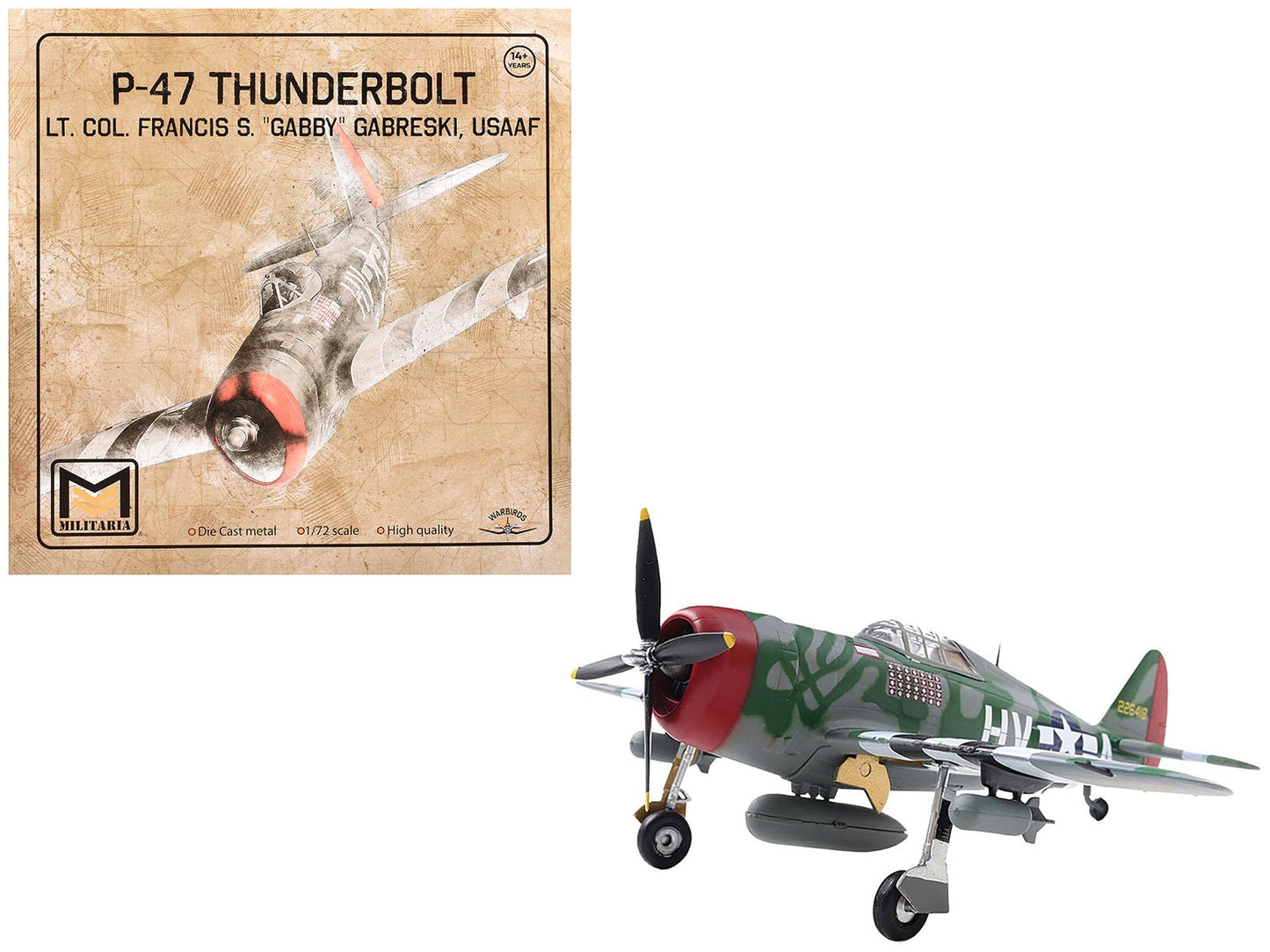 Republic P-47 Thunderbolt Fighter Aircraft "Lt. Col. Francis S. "Gabby" Gabreski" United States Army Air Forces 1/72 Diecast Model by Militaria Die Cast  free shipping USA