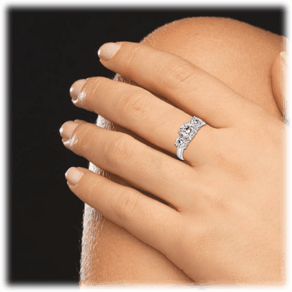 White Gold with Three Stone Cubic Zirconia Ring for Women by Hollywood Sensation®