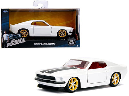 Roman's Ford Mustang White with Black Stripes and Red Interior "Fast & Furious" Movie 1/32 Diecast Model Car by Jada  free shipping USA