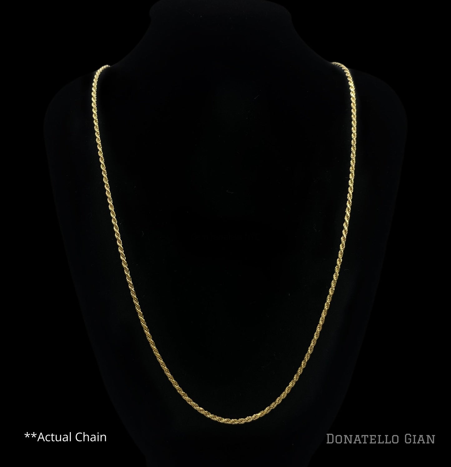 Sterling Silver 925 Diamond Cut Rope Chain 1.5MM, 16"-24", Braided Twisted Link Chain Necklace, 14K Gold Plated Italian Made Sterling Silver 925 Unisex Chain by Donatello Gian