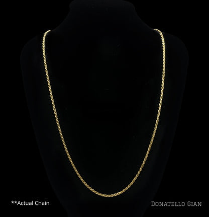 Sterling Silver 925 Diamond Cut Rope Chain 1.5MM, 16"-24", Braided Twisted Link Chain Necklace, 14K Gold Plated Italian Made Sterling Silver 925 Unisex Chain by Donatello Gian