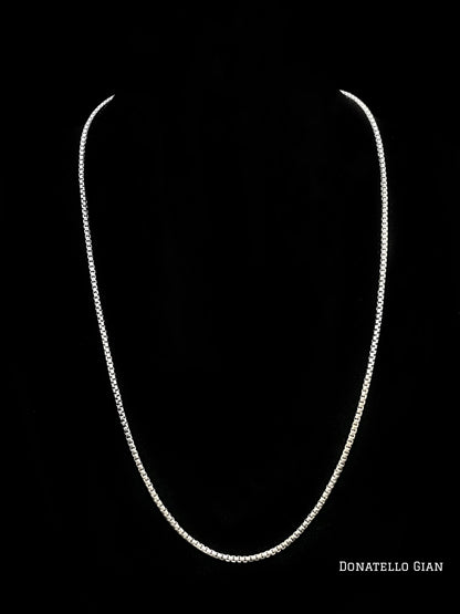 Sterling Silver 925 Round Box Link Chain 1.8MM, 16"-24", Round Box Chain Necklace, Italian Made Sterling Silver 925 Unisex Chain by Donatello Gian