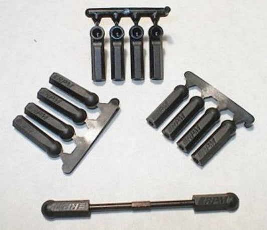 RPM 73392 Long Shank Rod Ends (12) Black For 4-40 Losi #A-6005