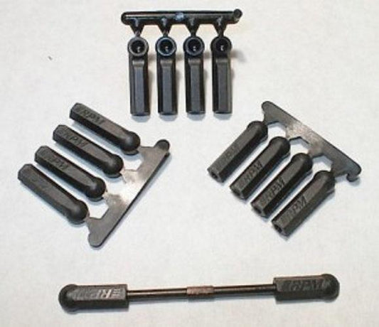 RPM 73392 Long Shank Rod Ends (12) Black For 4-40 Losi #A-6005