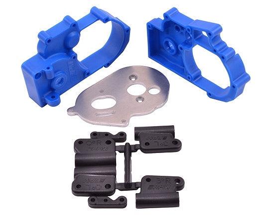 RPM 73615 Hybrid Gearbox Housing/Rear Mounts Bandit Rustler Stampede Slash Blue