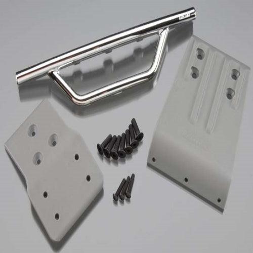 RPM 80023 Front Bumper Chrome & Skid Plate Gray Traxxas Slash 4X4