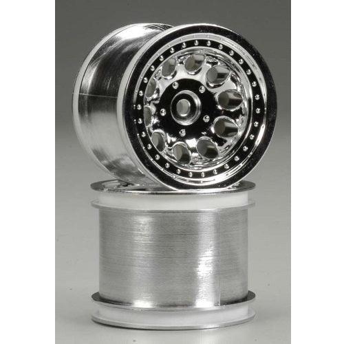 RPM 82053 Rear Revolver 2.2" Chrome Wheel Set (2) Traxxas Rustler / Stampede