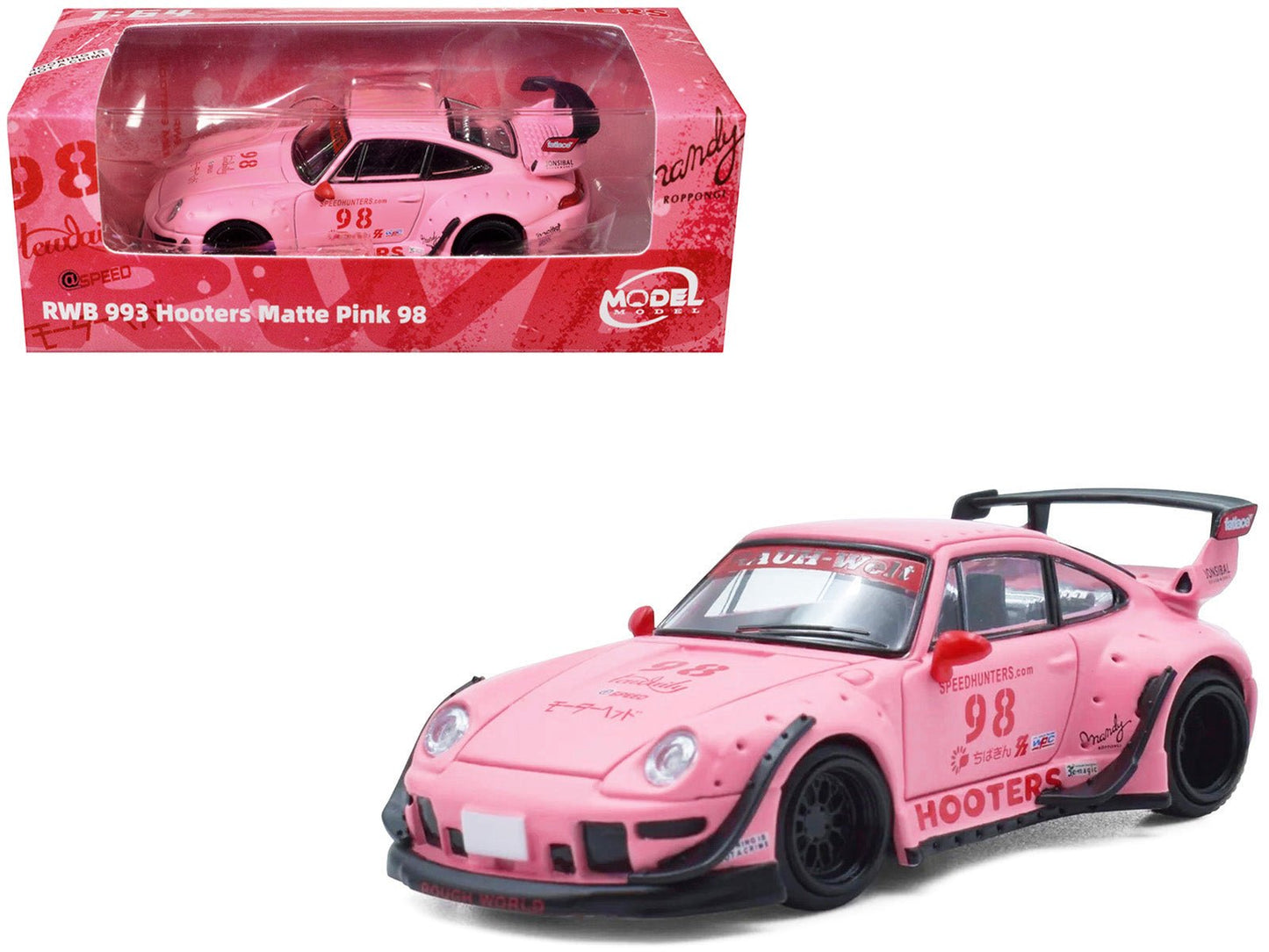 RWB 993 #98 "Hooters" Matt Pink 1/64 Diecast Model Car by Model Model  free shipping USA