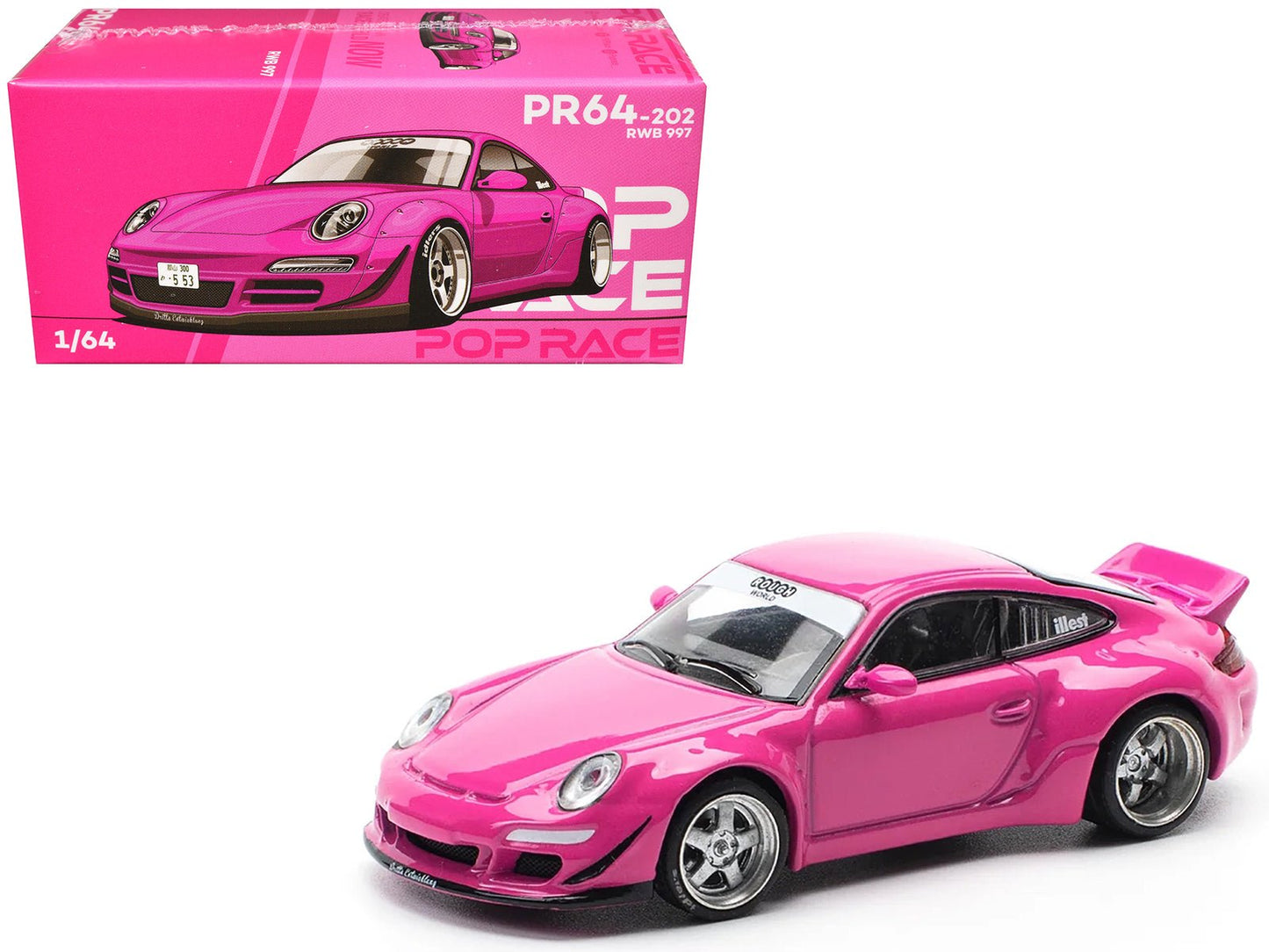 RWB 997 Pink 1/64 Diecast Model Car by Pop Race  free shipping USA