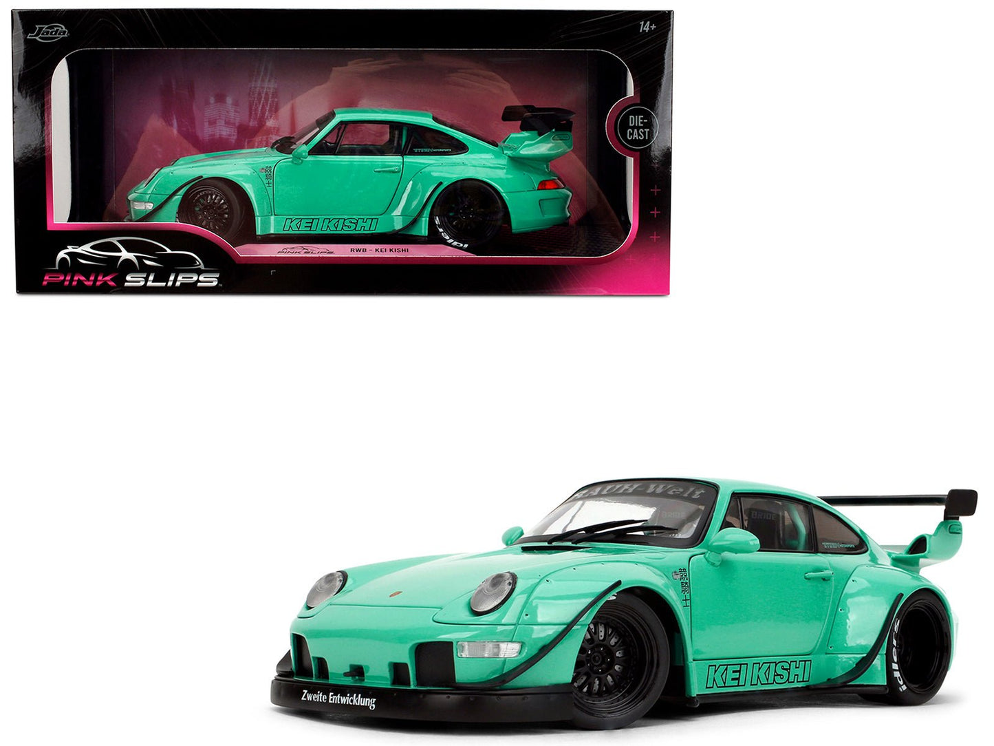 RWB Body Kit "Kei Kishi" Light Blue "Pink Slips" Series 1/18 Diecast Model Car by Jada  free shipping USA