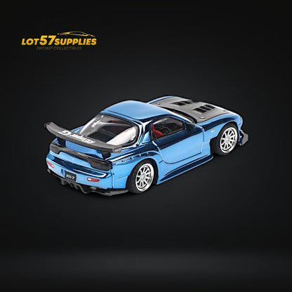 (Pre-Order) Pop Race Mazda RX-7 Re-Amemiya Blue Chrome 1:64