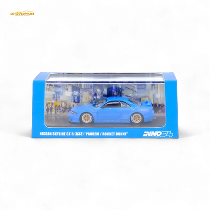 Inno64 Nissan Skyline GT-R R33 Pandem Rocket Bunny Widebody in Blue 1:64