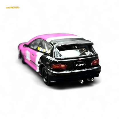 Street Weapon Honda Civic EG6 No Good Racing Pink - Black 1:64