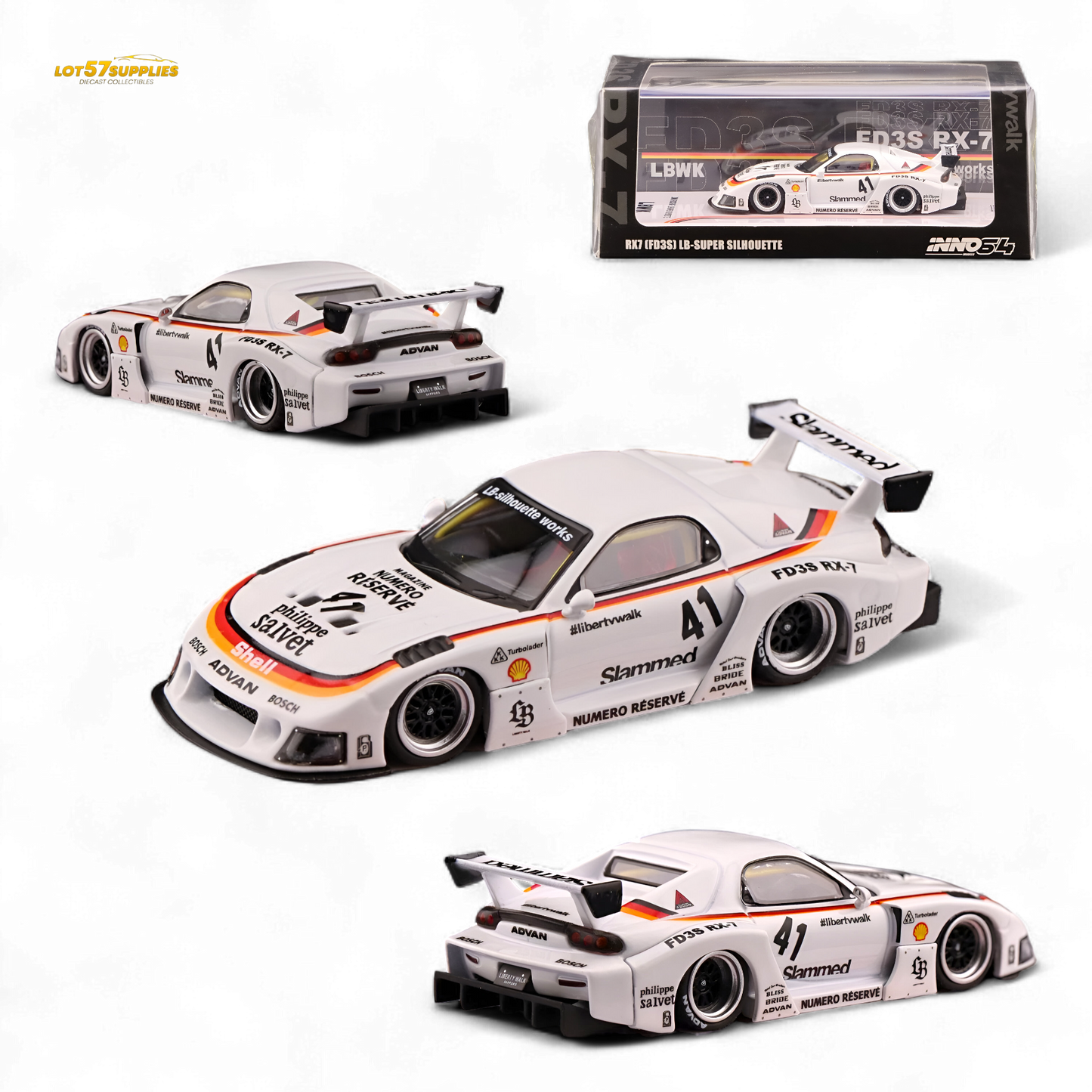INNO64 Mazda RX-7 LBWK White 1:64