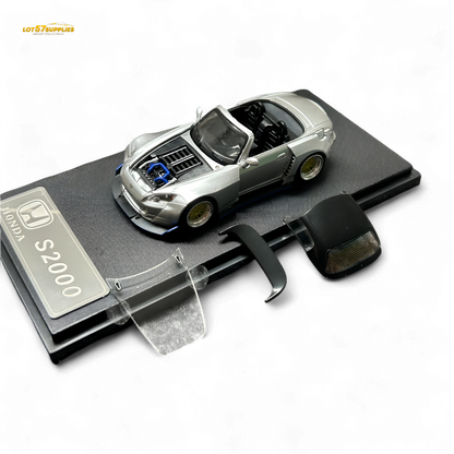 Rhino Model RM 1:64 Honda S2000 Wide-Body Roadster Silver