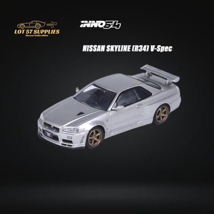Inno64 NISSAN SKYLINE GT-R (R34) V-SPEC II SILVER 1:64 IN64-R34VS-SIL