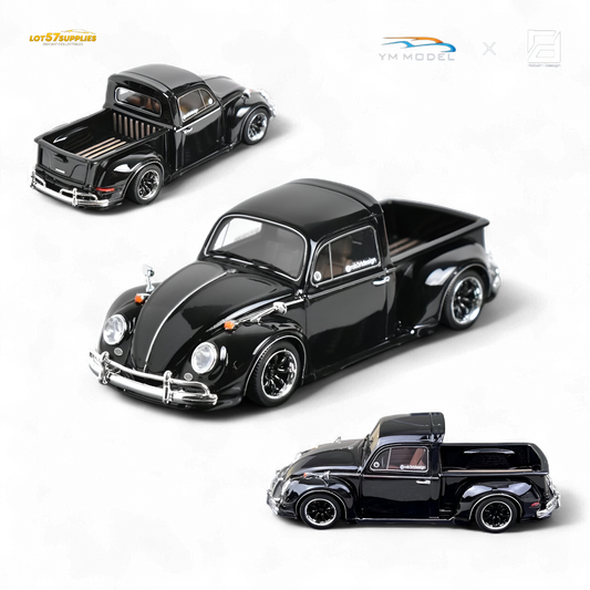 YM Model X Robert Design Volkswagen Beetle Pickup Truck FUSCUP in Black 1:64 Limited to 499 Pcs