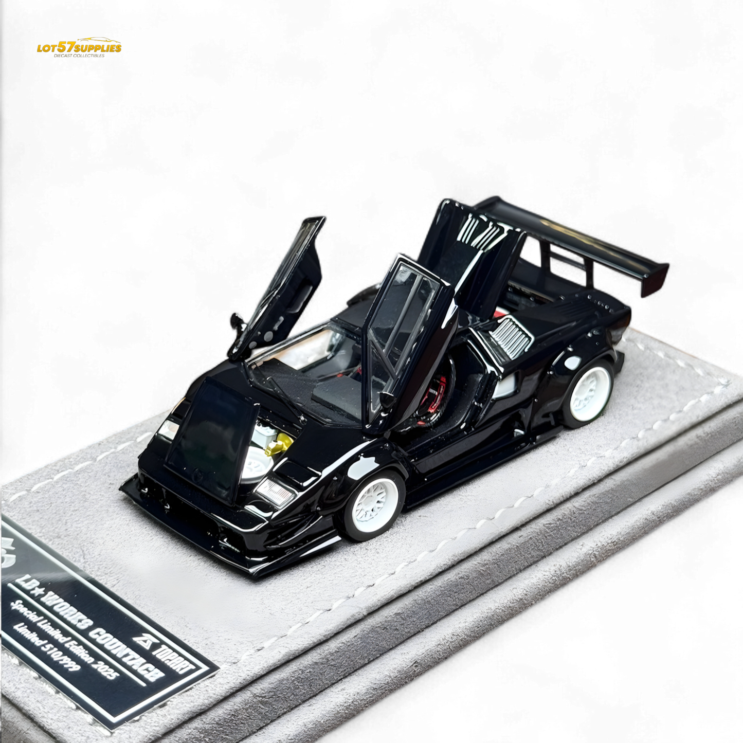 TPC Lamborghini Countach LBWK Black White Wheels Malaysia Exclusive Openable - 1:64