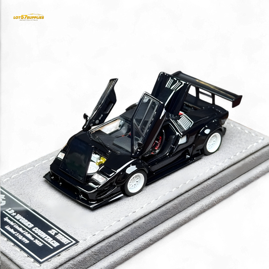 TPC Lamborghini Countach LBWK Black White Wheels Malaysia Exclusive Openable - 1:64
