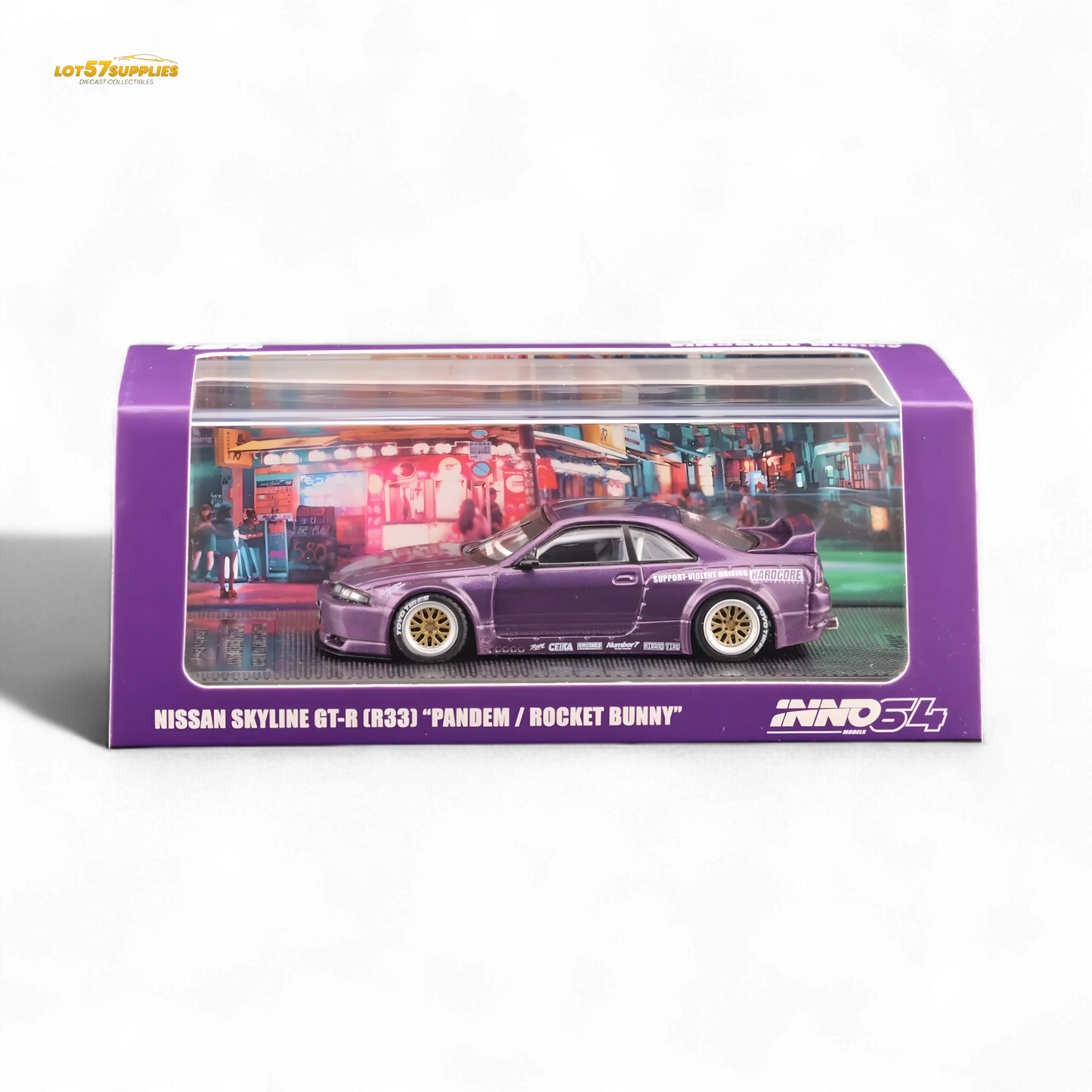Inno64 NISSAN SKYLINE GT-R (R33) "PANDEM ROCKET BUNNY" Purple 1:64