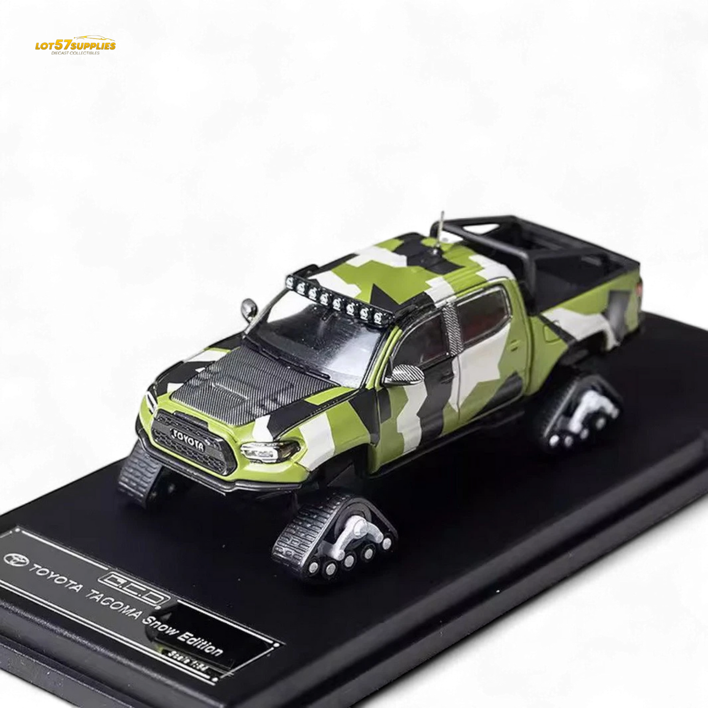 GCD Toyota TACOMA SNOW VERSION in Green Camo & 3PMSF Tires 1:64