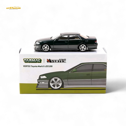 Tarmac Works Global64 VERTEX Toyota Mark II JZX100 Dark Green Metallic 1:64 T64G-024-GR