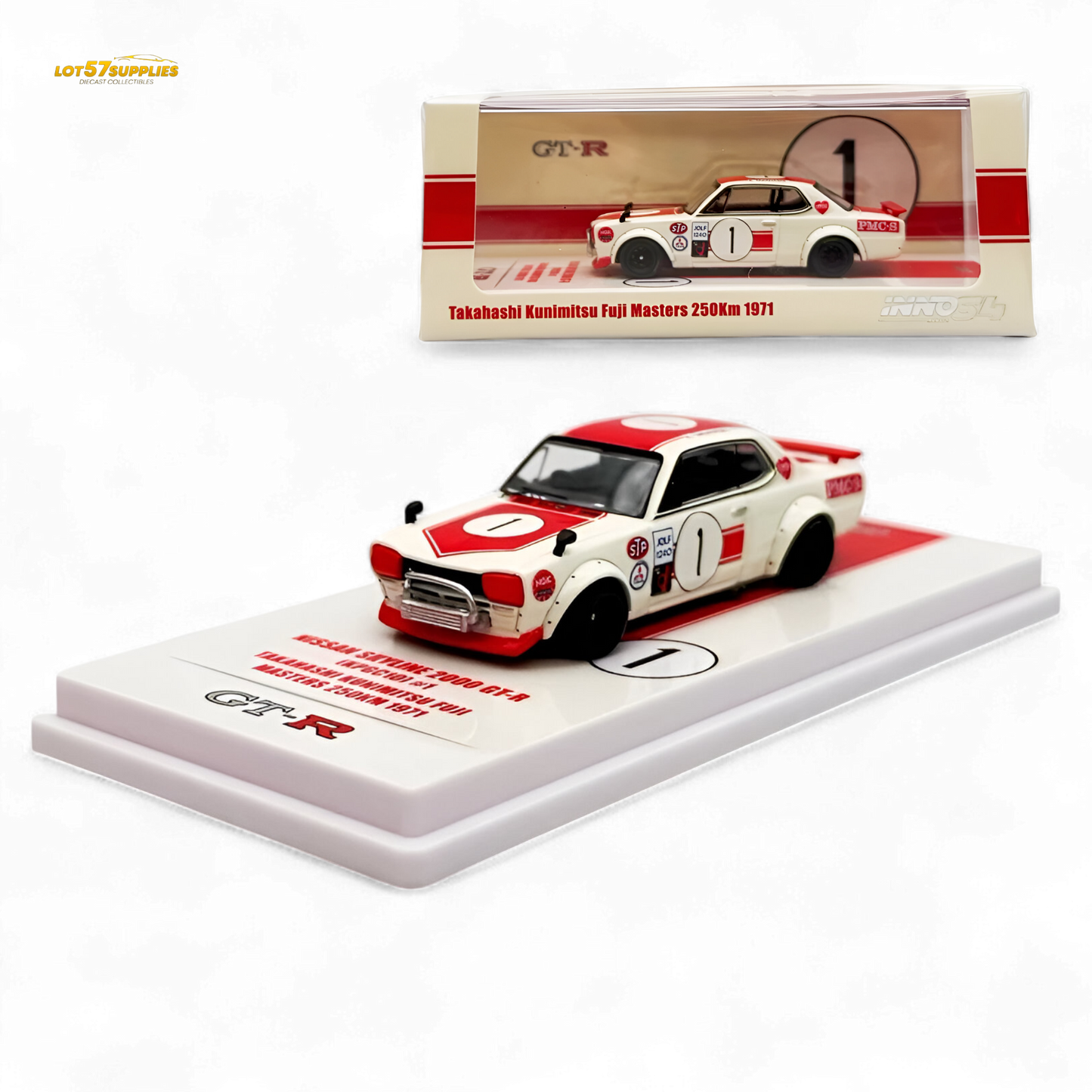Inno64 NISSAN SKYLINE 2000 GT-R KPGC10 #1 Takahashi Kunimitsu Fuji Masters 250Km 1971 1:64