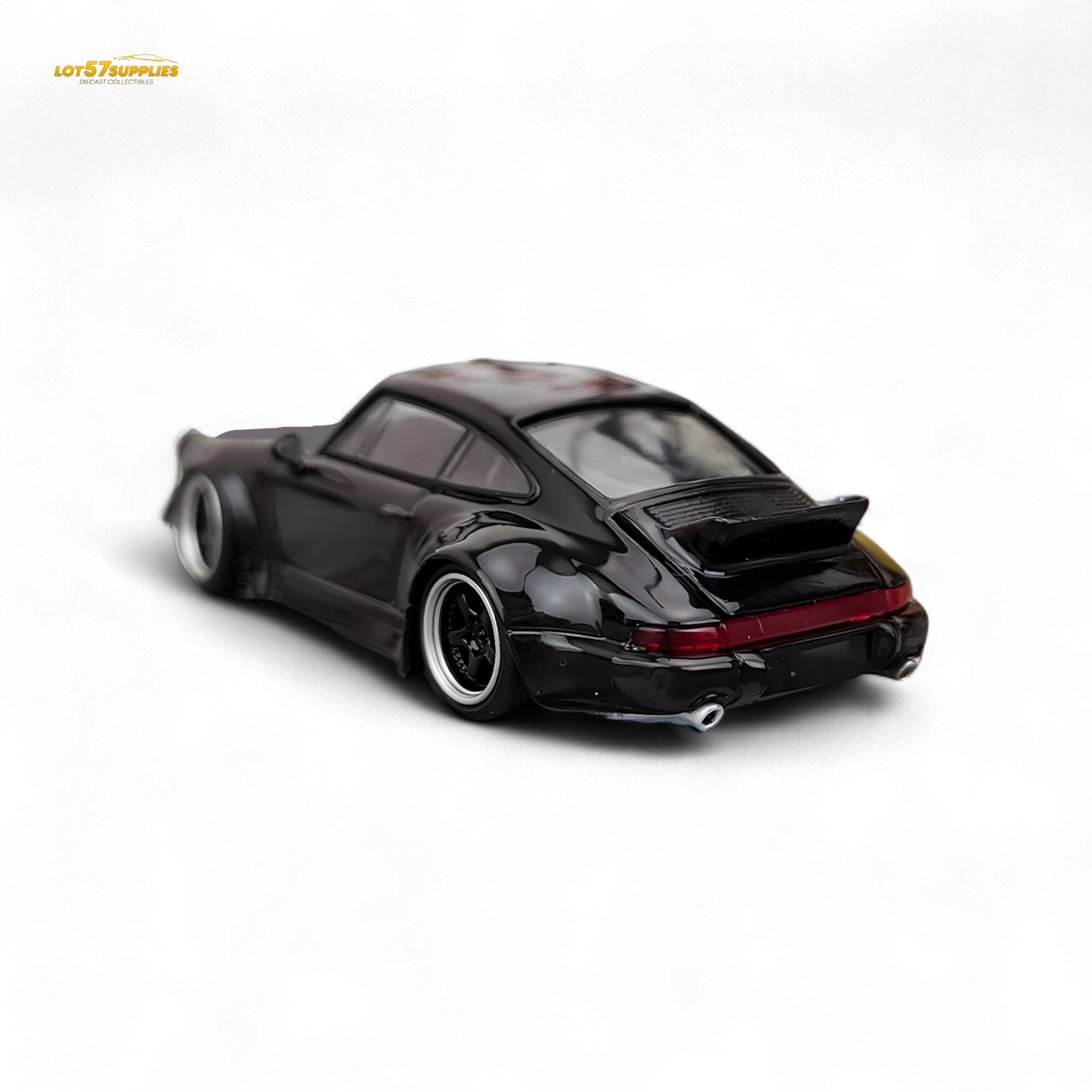 Flame Porsche 964 RWB Ducktail in Gloss Black 1:64