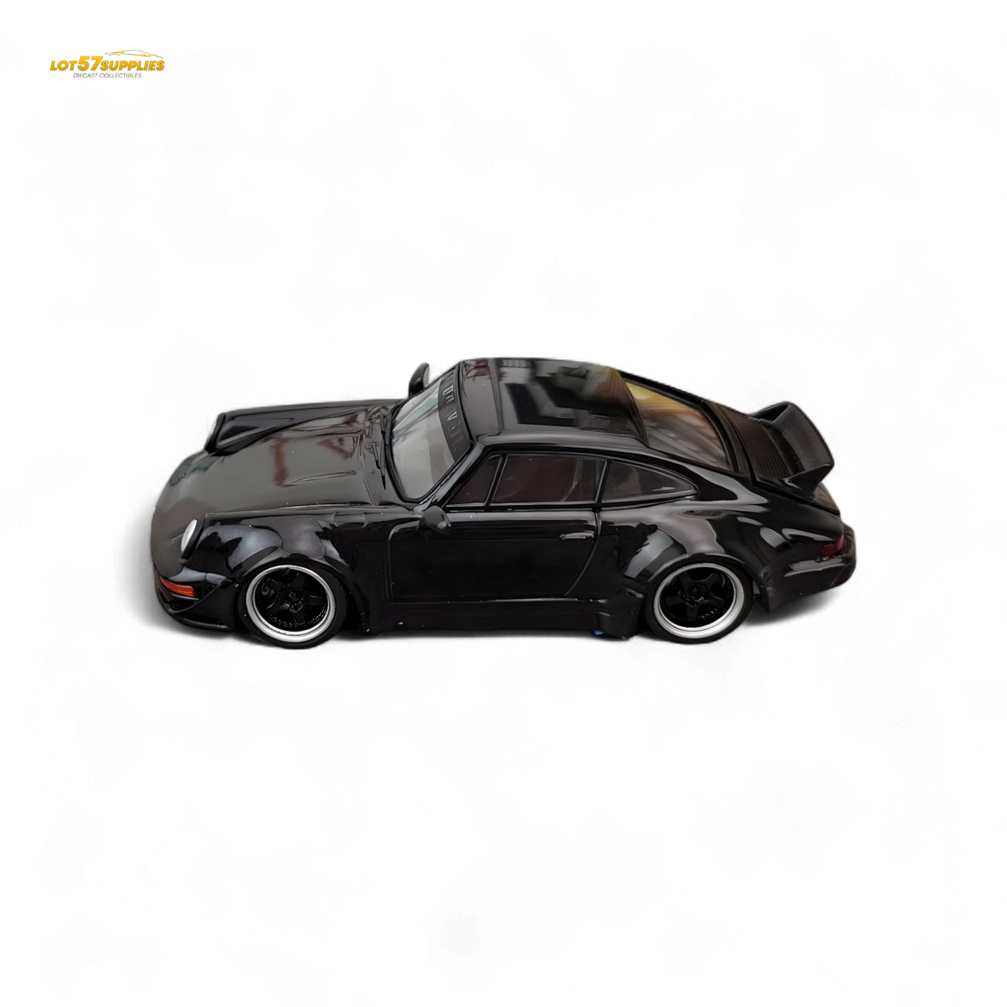 Flame Porsche 964 RWB Ducktail in Gloss Black 1:64