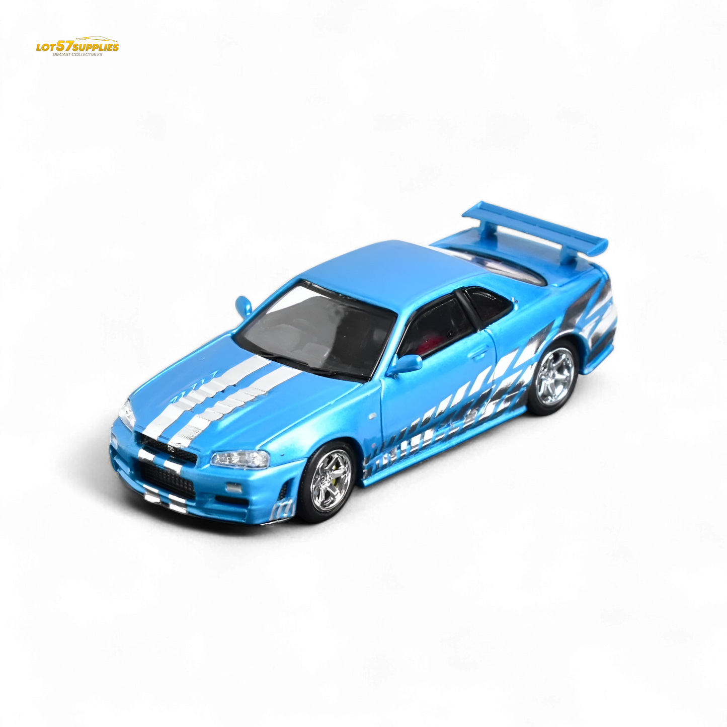 Stance Hunters Skyline GT-R R34 Z-Tune Guru Chrome Blue 888pcs 1:64