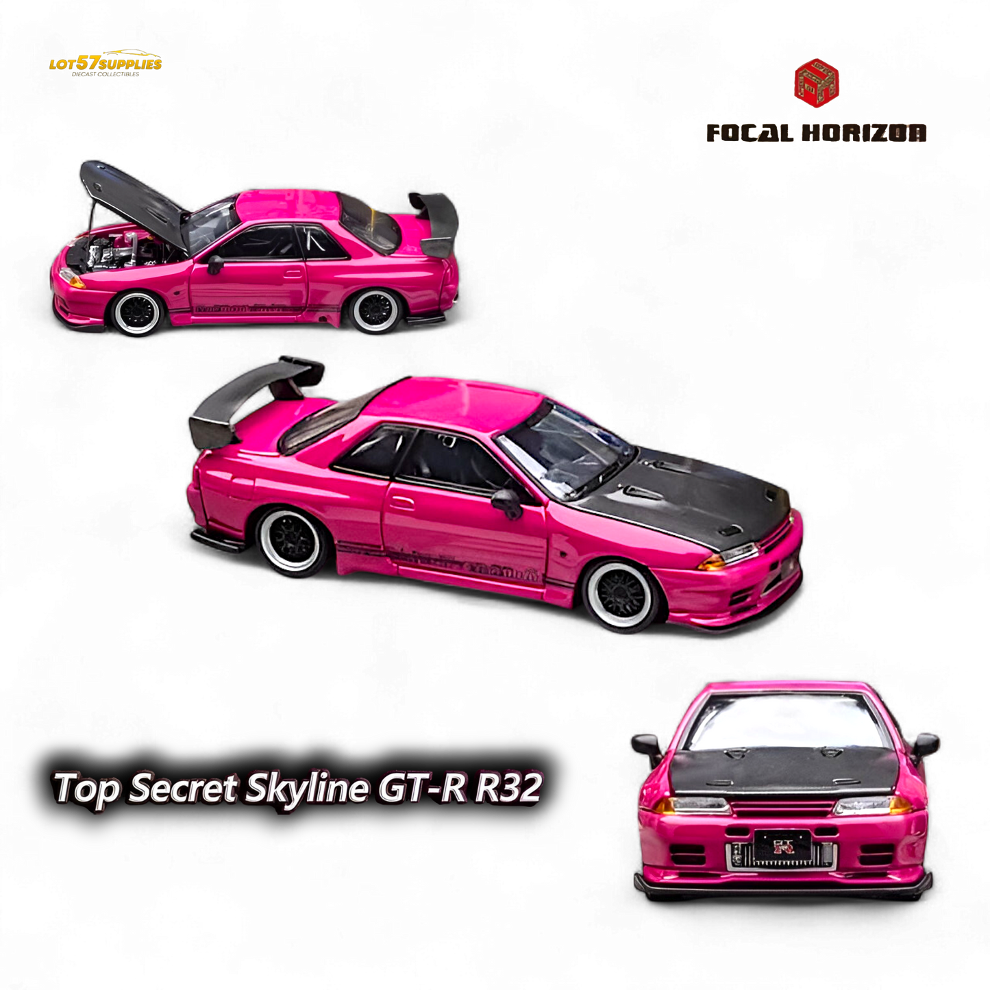 Focal Horizon Skyline GT-R R32 Top Secret Pink 1:64
