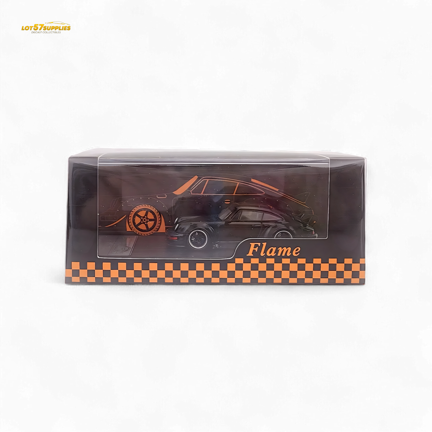 Flame Porsche 964 RWB Ducktail in Gloss Black 1:64