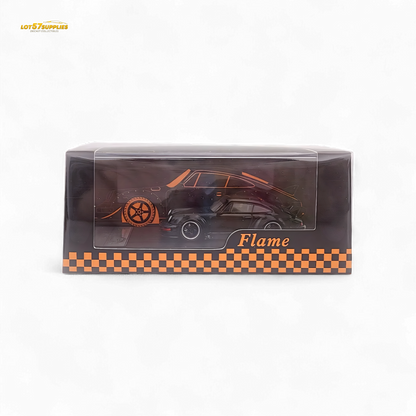 Flame Porsche 964 RWB Ducktail in Gloss Black 1:64