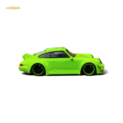 Flame Porsche 964 RWB Ducktail Fluorescent Green 1:64